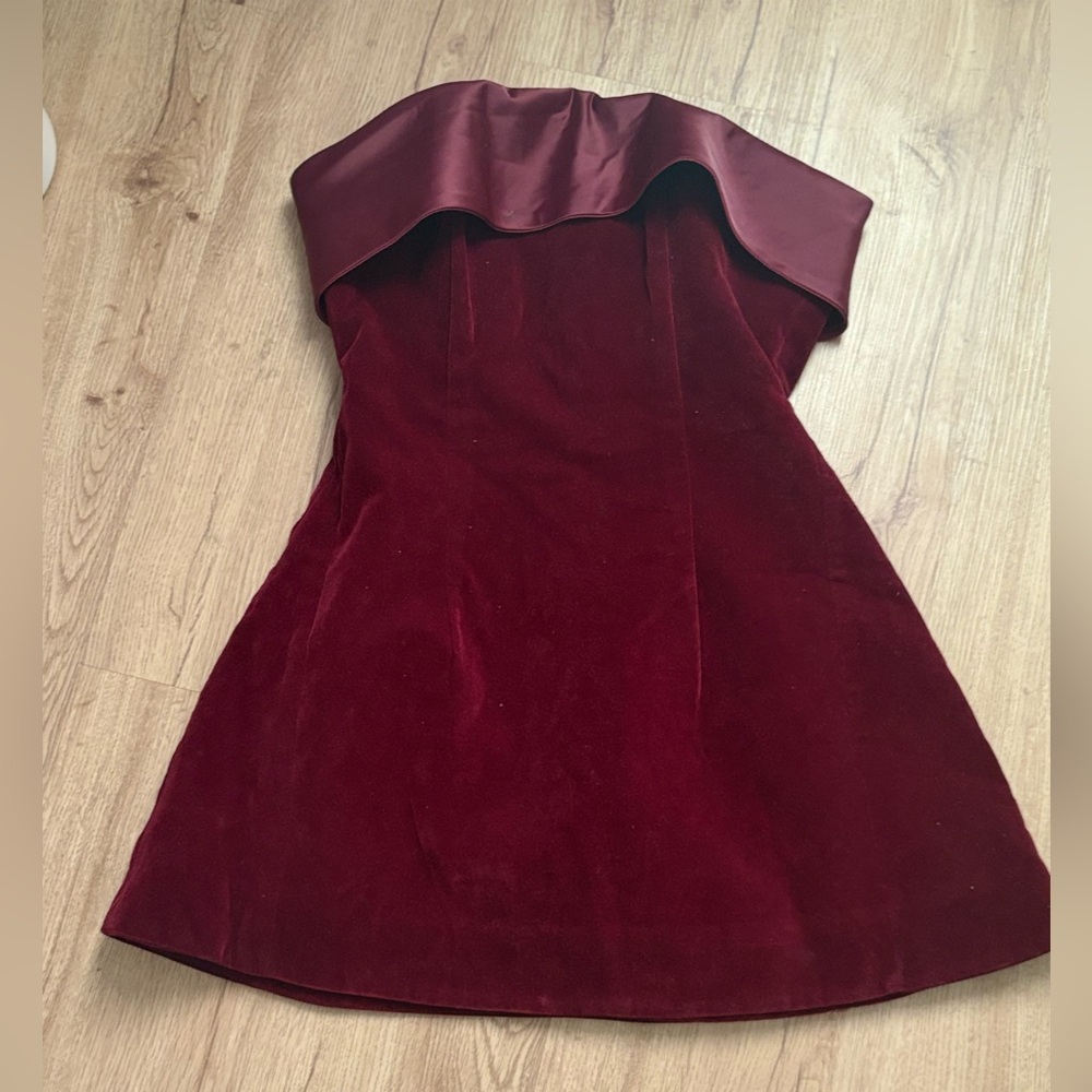 MURCI Elegant Burgundy Velvet Mini Dress